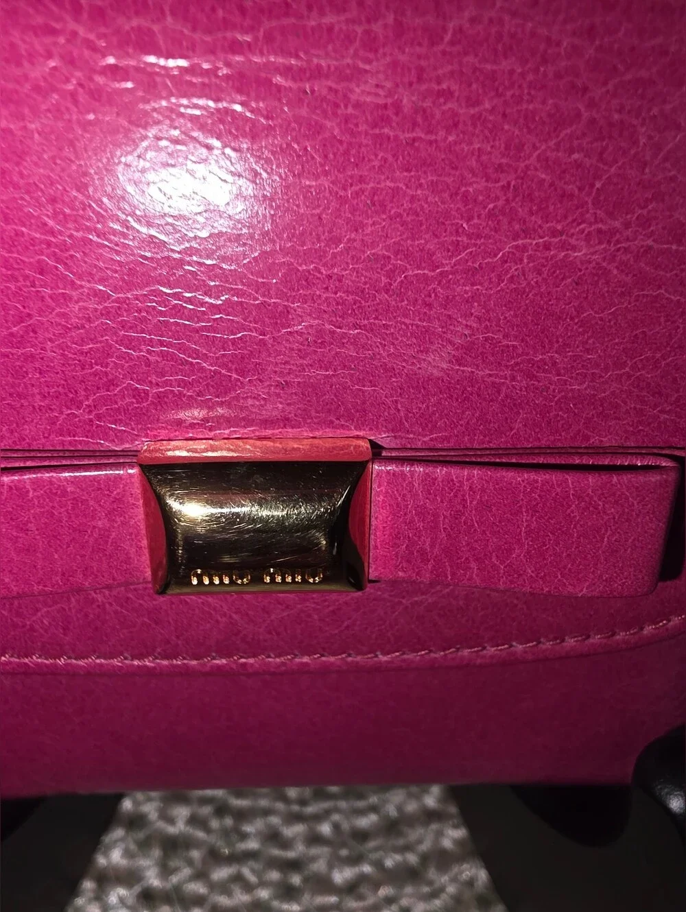 Pre-owned Authentic Miu Miu Bright Pink Leather Bow-Accent Wallet